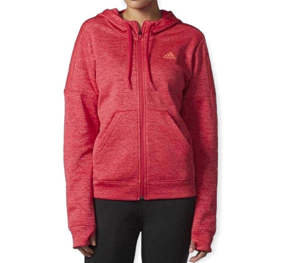 Adidas Team Issue Fleece Full Zip Hoodie in Energy Pink  -L